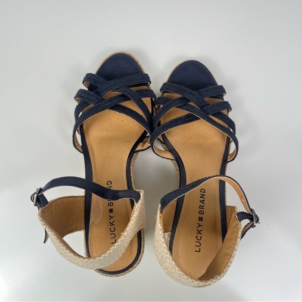 Lucky Brand Dark Blue Wedge Sandals in Navy sz 9 - Picture 3 of 8